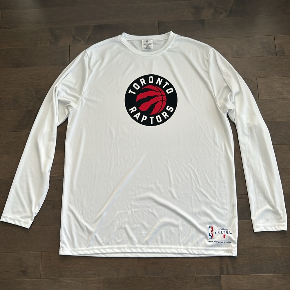 TORONTO RAPTORS Men’s White Long Sleeve T-Shirt, Moisture-Wicking Gym Casual NBA